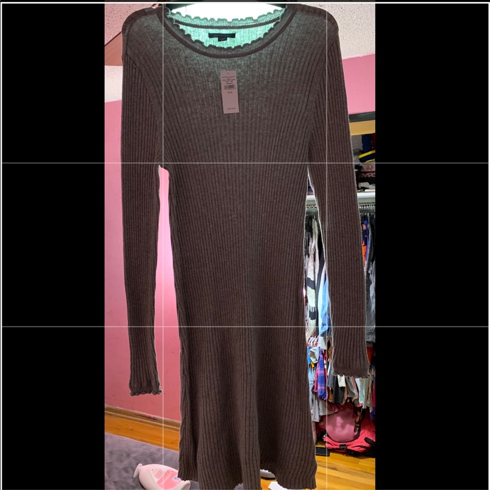 Ribbed fit and flare sweater dress